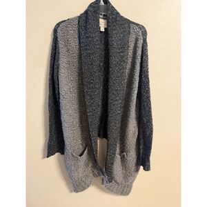 Hinge Ombre Charcoal Gray Textured Knit Open Front Cardigan Sweater